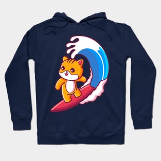 Cute cat surfing summer vacation Hoodie